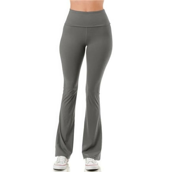 Folded high waist smooth flare yoga pants - Picture 3 of 8